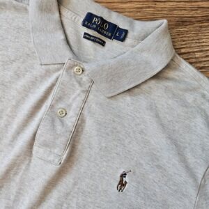 Polo Ralph Lauren Classic Fit White Heather Soft Touch Pima Cotton Polo‎ Shirt